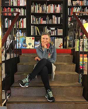 Julie Maloney on the Library steps